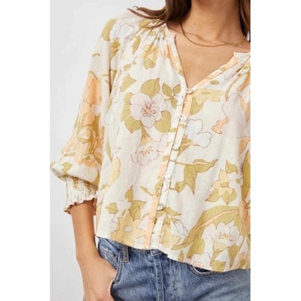 Rails Mariah Citrus Floral Linen Blend Button Down Blouse Medium 200-684-2665 - Picture 3 of 9
